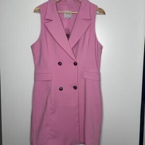 Pink sleeveless blazer dress with